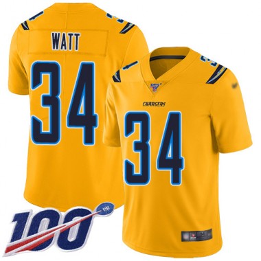Los Angeles Chargers NFL Football Derek Watt Gold Jersey Men Limited 34 100th Season Inverted Legend
